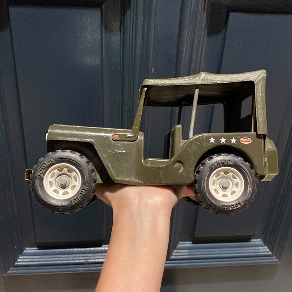 RARE Vintage TONKA  Army Military Green JEEP Truck Pressed Metal 1970's - Picture 5 of 16